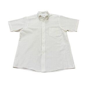 Vintage 90s Van Heusen White Short Sleeve Button Up Oxford Shirt Mens